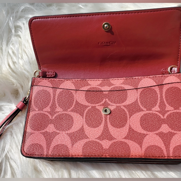 Coach Foldover Wristlet, Signature Canvas Leather, Colorblock - Picture 4 of 12